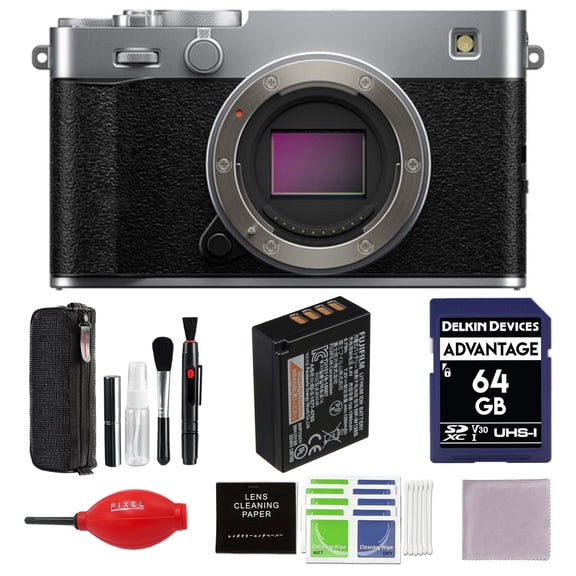 FUJIFILM X-E5 Mirrorless Camera Bundle (Silver) with 64GB SD Card and More Additional Accessories