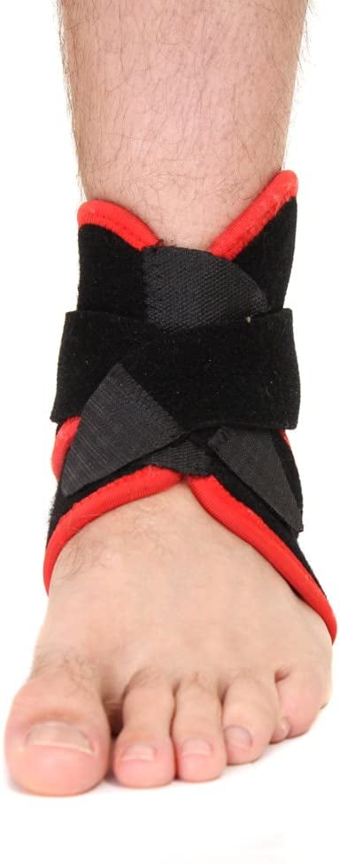Black with Red Trim Universal One Size Elevate Fitness Ankle Support Brace Breathable Neoprene