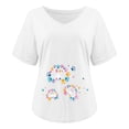 thumbnail image 4 of Wycnly Womens Shirts V-Neck Short Sleeve Dandelion Print Summer Cute Tops Lightweight Breathable Comfy Ladies Casual Pullover Blouses White xxl Clearance Clothes, 4 of 4