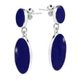 thumbnail image 3 of Classy Double Oval Blue Lapis Inlay Sterling Silver Drop Post Earrings, 3 of 5