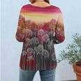 thumbnail image 6 of Levmjia Womens Tops Vintage Boho Floral Printed 3/4 Sleeve T Shirt Loose Casual Round Neck Blouse Pullover Polyester Comfortable All Season, 6 of 7