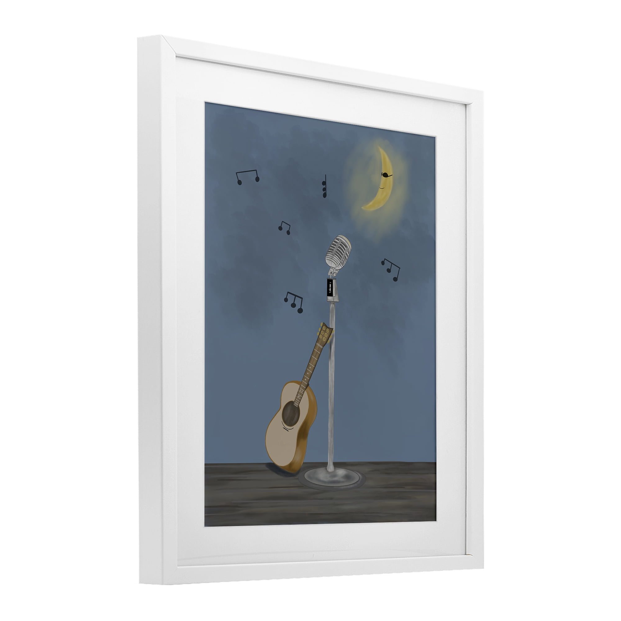 Stupell Industries Music And Moon Stage White Framed Print Under Glass, design by Leslie Hermosa