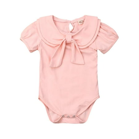 

Cute Newborn Toddler Baby Girls Short Sleeve Romper Bodysuit Shirt Tops Sister Outfit Cotton Solid Color Clothes