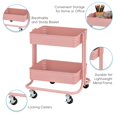 thumbnail image 3 of ECR4Kids 2-Tier Metal Rolling Utility Cart - Mobile Storage Organizer, Pink, 3 of 5