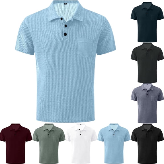 Capri Polo Shirts Men Ultra Comfortable Polo Shirt Textured Breathable Refreshing Casual Polo Shirts,M