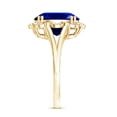 thumbnail image 3 of Rosec Jewels Vintage Inspired Lab Grown Blue Sapphire Ring with Diamond (10X12 mm), 10K Yellow Gold, US 9.50, 3 of 8