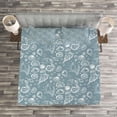 thumbnail image 3 of Ambesonne Sea Shells Quilted Bedspread Set 3 Pcs, Doodle Style Pattern, King Size, Blue Grey White, 3 of 3