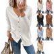 thumbnail image 4 of Cárdigan de punto con botones de una sola fila, cuello en V, puños acanalados, mangas largas, suéter holgado y cómodo de Color puro para mujer, blanco XXL, 4 of 6