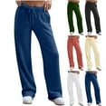 thumbnail image 2 of ctdiral Women's Wide Leg Sweatpants Trendy Thin Fleece Drawstring Baggy Sweatpants Casual Elastic High Waisted Trousers Jogger Pant with Pockets Beige XXL, 2 of 5
