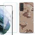 thumbnail image 1 of Slim-Fit TPU Fashion Phone Case for Samsung Galaxy S21 FE 5G Fan Edition, with Tempered Glass Screen Protector, by OneToughShield ® - Desert Camo, 1 of 4