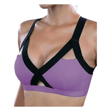 

Nieur Women s Curvy Strappy Sports Bra V-neck for Curvier Look Cross Elastic Band Fashion Strappy Back Running Yoga