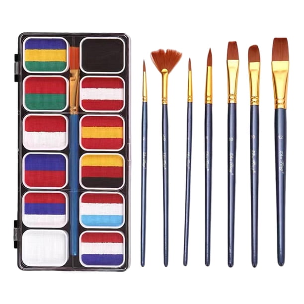 Paletas de pintura BLESIY 12 colores pinceles pinturas faciales profesionales