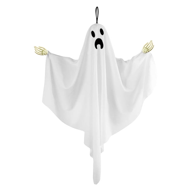 Adorno colgante de fantasmas de Halloween | Diseño de huesos de mano espeluznantes | Expresiones Aterradoras y Adorables | Tela y plástico | Fácil de colgar | Decoración interior exterior