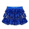 thumbnail image 4 of Alvivi Kids Girls Gymnastics Dance Culottes Latin Jazz Sequins Dancewear A-Line Mini Skirt Royal Blue 14, 4 of 5
