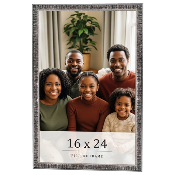 16x24 Frame Silver Grey Distressed Solid Wood Picture Frame | 0.75 Inch Moulding Width | Interior