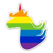 Gay Unicorn Pride LGBT Rainbow Flag - 8" Vinyl Sticker - For Car Laptop I-Pad - Waterproof Decal