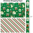 thumbnail image 5 of Green Christmas Wrapping Paper Roll, Reversible Festive Ornament Wrapping Paper, Metllic Foil Vintage Stocking & Bell Christmas Gift Wrap for Kid Holiday, Celebrations (17 Inch X 33 Feet), 5 of 14