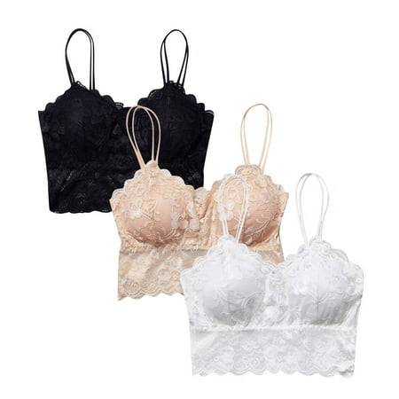 

Ykohkofe 3PCS Ladies Lace Strapless Underwear Strapless Padded Back Large Size
