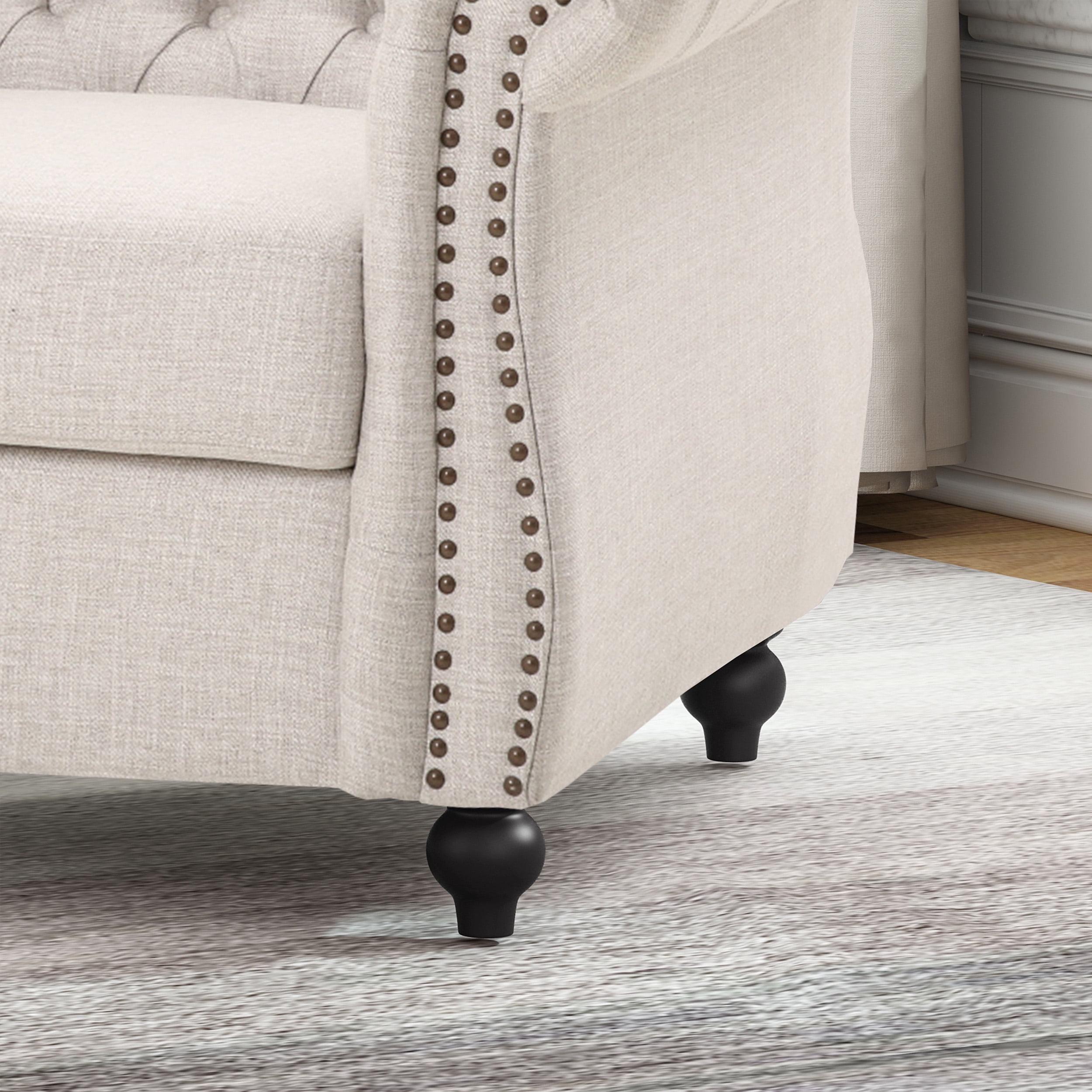 Noble House Millie Indoor Contemporary Tufted Fabric Club Chair, Beige