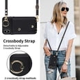 thumbnail image 5 of ShellTech for iPhone Xs Max Case with Card Holder and Strap - Zipper Pocket,Crossbody Lanyard Strap,Credit Card Holder,Stand Ring,Cute Phone Wallet Case for Women,Black, 5 of 10
