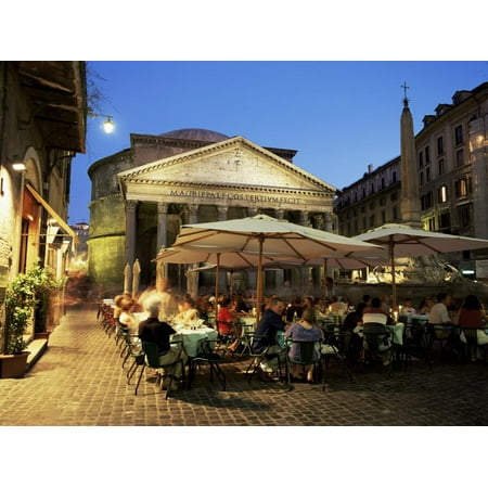 Restaurants Near the Ancient Pantheon in the Evening, Rome, Lazio, Italy Print Wall Art By Gavin