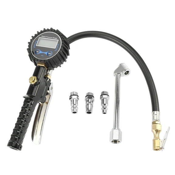 300 PSI Portable Digital Pressure Gauge Quick Clip Inflated Deflation with Lever 3 Type Air Intake Nozzle Set for Car