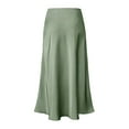 thumbnail image 5 of SXcggal Womens Elegant High Waist Skirt Solid Color Satin Dress Elegant Elastic Waist Skirt Stylish Comfortable Distinctive Women's Skirt, 5 of 5