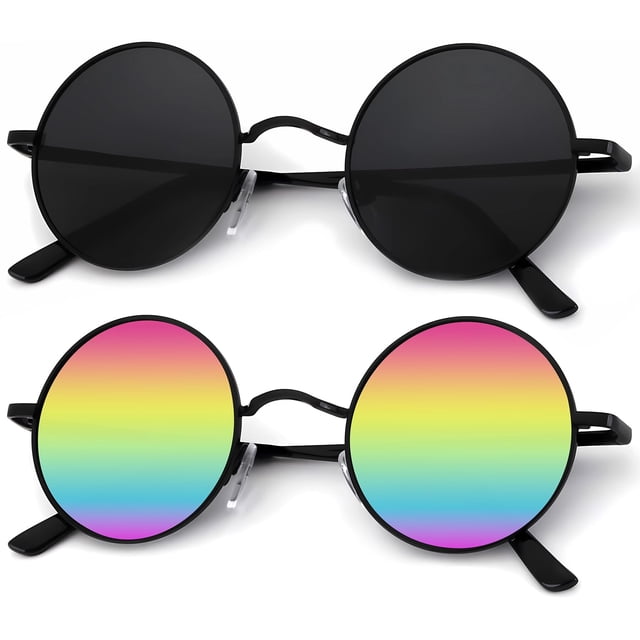 Gafas de sol KALIYADI redondas polarizadas retro de metal UV47 mm (paquete de 2)