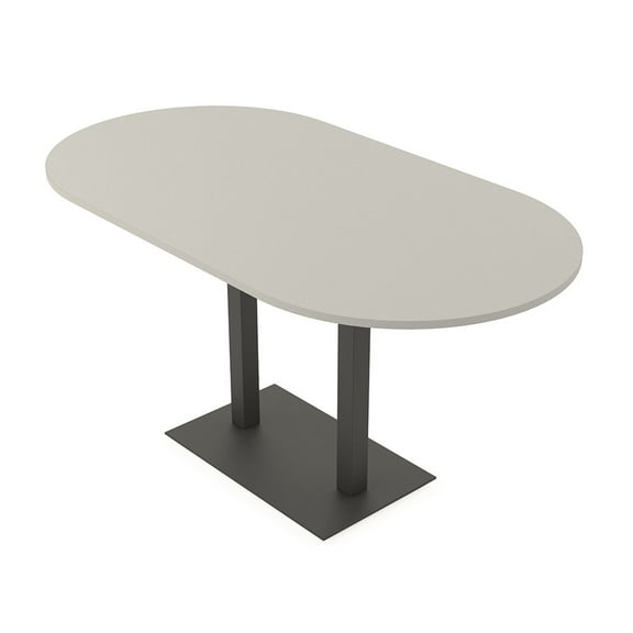 Racetrack Bistro Height Meeting Table Double Metal Base 46x72 Bar Table