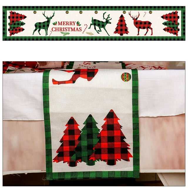 Binmer Christmas Home Decor Supplies Linen Table Runners Christmas Tablecloths 71inch