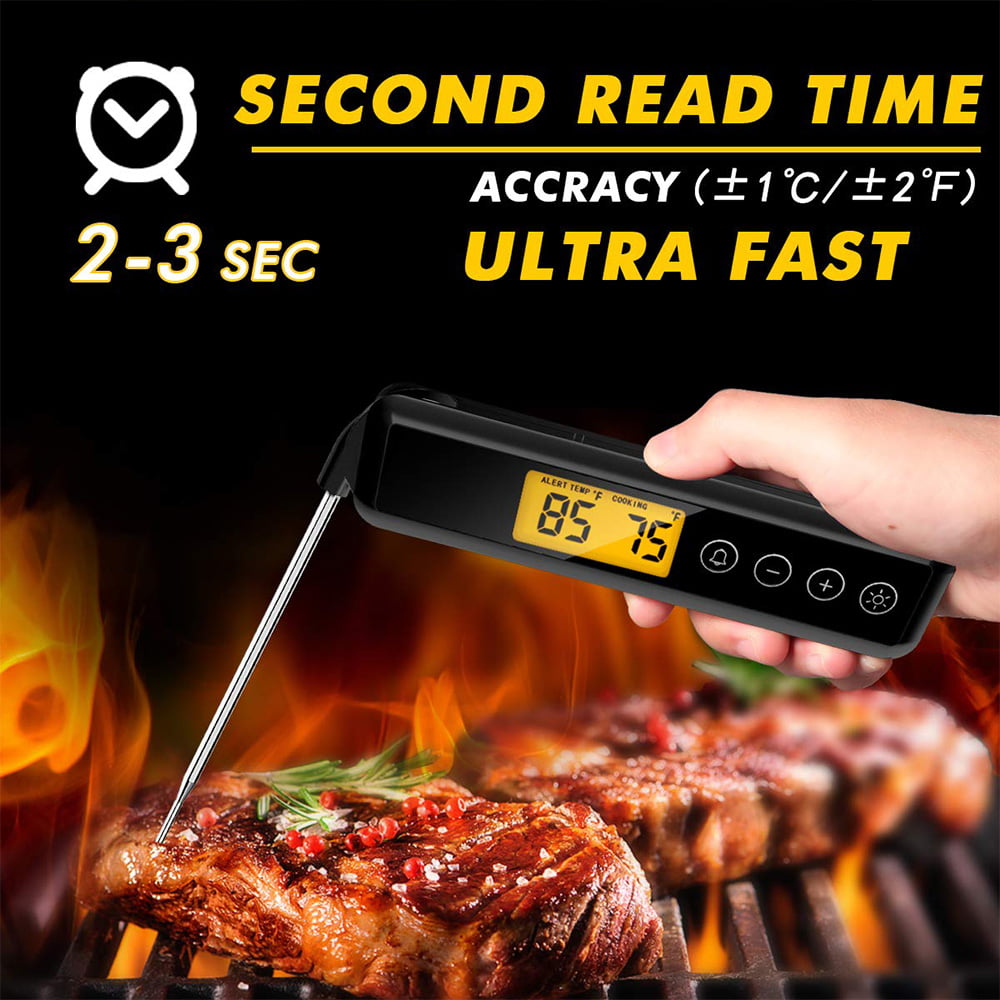 Imsaferell Digital Meat Thermometer Waterproof Instant Read Food Thermometer for Cooking and Grilling Kitchen Gadgets Accessories with LED Backlit Dis
