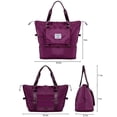 thumbnail image 5 of Spencer Large Travel Tote Bag, Waterproof Expandable Duffel Gym Tote Bag, Weekender Carry on Overnight Bags for Women and Men with Trolley Sleeve Wet Pocket, Travel Duffel Bag, Purple, 5 of 10
