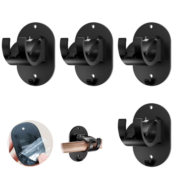 ZHIGUANG Plastic Universal Curtain Rod Holders, 4 Count