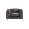 thumbnail image 3 of Toronto - 3 Pieces Button Tufted Gray Velvet Fabric Livingroom Set - 1 Sofa and 2 Armchairs, 3 of 7
