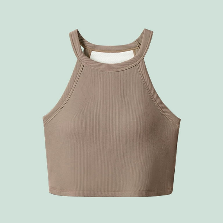 WCMZJ Ribbed Tank Tops for Women Halter High Neck Seamless Cute
