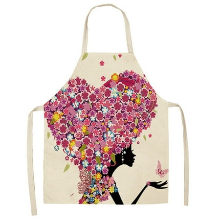 

Kitchen Apron 3D Cartoon Fairy Colorful Flax Water-proof Cooking Apron for Home
