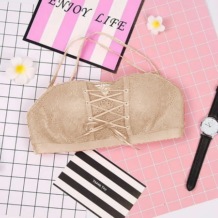 GZWYHT Wireless Bras Clearance Bralettes for Women Women Strapless Stealth Bra Wire Free Bra Bandage Brassiere Tira Underwear Bras for Women Strapless Bra Full Coverage Bra Beige 4XL