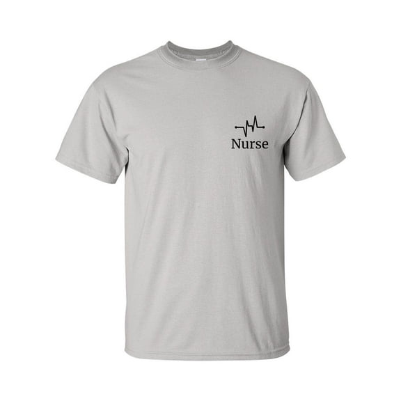 Unisex Heathcare Nurse Heartbeat Small Left Crest Short Sleeve T-shirt-Ice Grey-xl