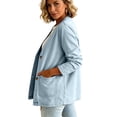 thumbnail image 5 of Dwellite Denim Cardigan for Women Lightweight Button Down Vneck Jean Jackets Fashion Long Sleeve Vintage V Neck Coat Light Blue L, 5 of 5