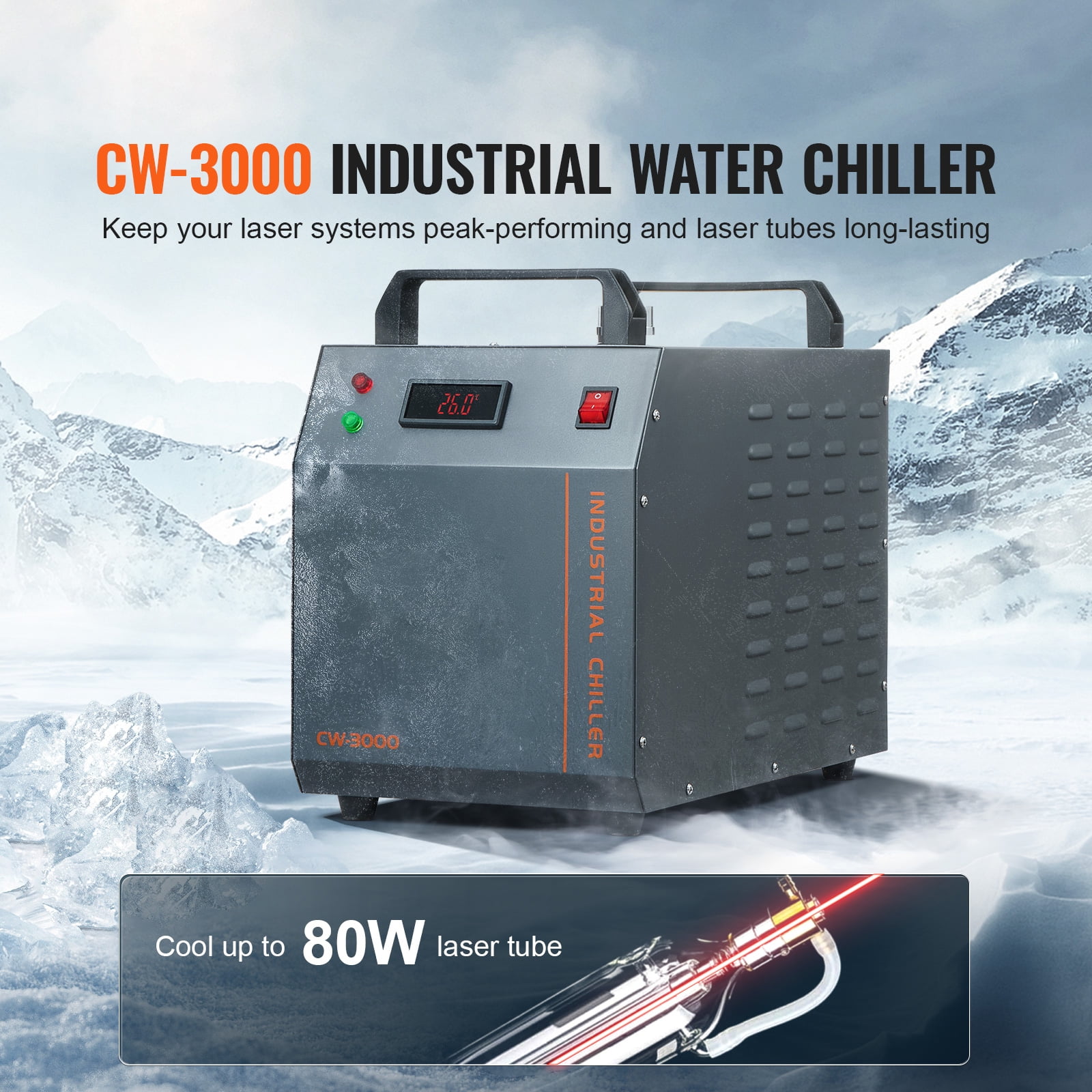 KFFKFF 12 L 12 L/min Air-cooled Industrial Chiller CW-3000 for Laser Tube