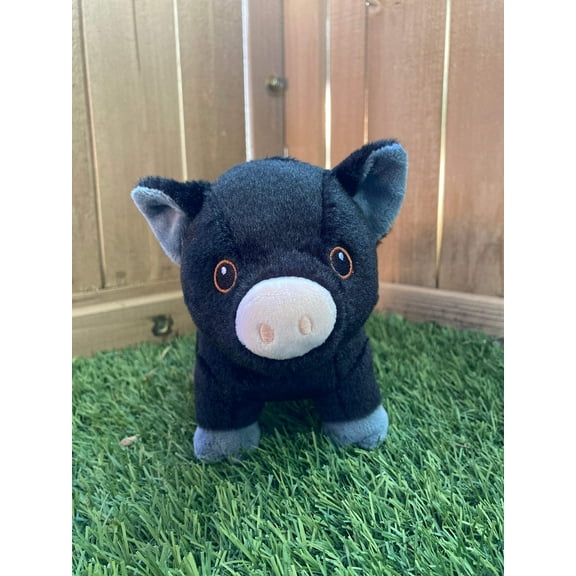 Tofu - The 7" Black Pot-bellied Plush Pig Stuffed Animal Toy