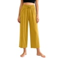 thumbnail image 6 of Posijego Women's Pajama Capri Pants High Waisted Elastic Wide Leg Capris Pants Pjs Bottoms Lounge Pants with Pockets, 6 of 9