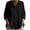 Black, variant on CYMMPU Women's 3/4 Sleeve Linen Peplum Shirt, Lapel Collar Button Down Tiered Flowy Casual Tunic Top Pink S
