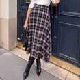 thumbnail image 2 of EANJE Midi Plaid Skirt for Women Button Detail Casual Flared Vintage High Waist A Line Mid-Length Tartan Skirts Blue M, 2 of 5
