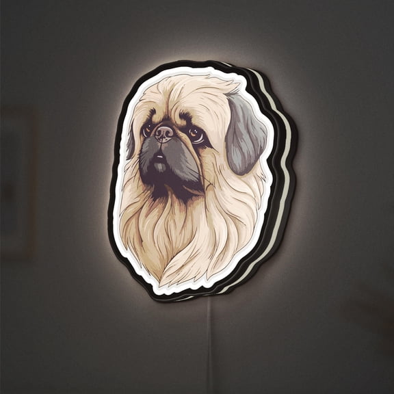 Pekingese Dog 3D Novelty Light Box, Adorable Toy Breed Pet Lamp for Dog Lovers and Cute Puppy-Themed Rooms (Width 12 inch, 30cm)