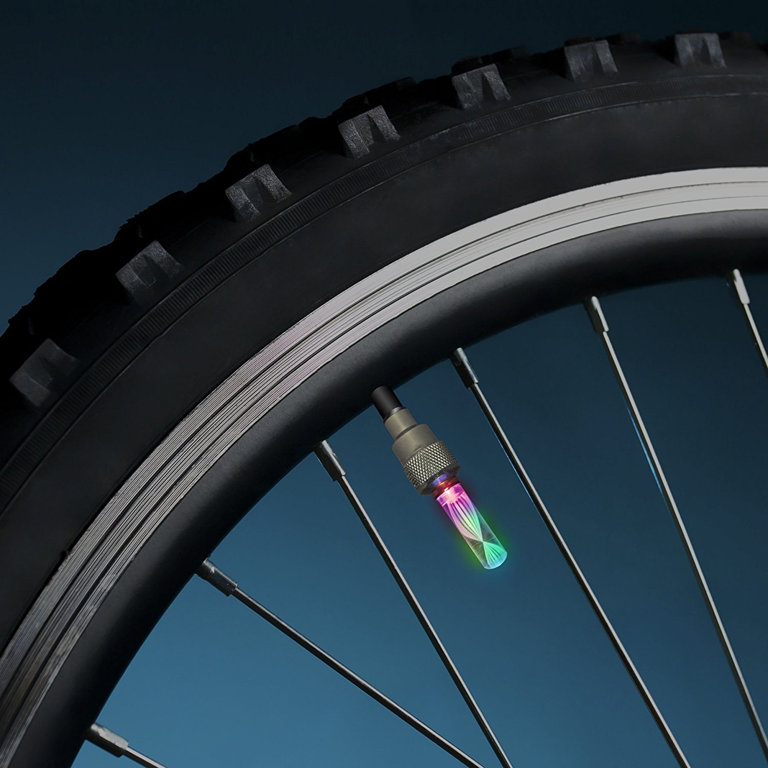 Waterproof Bike Tire Valve 7 Color LED 