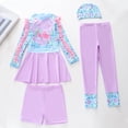 thumbnail image 2 of ZXLBBD Swimsuit for Girls Long Sleeve 4 Piece Cartoon Printed Rash Guard with Upf 50+ for Kids Youth Comfort Vacation Outfit, 2 of 4