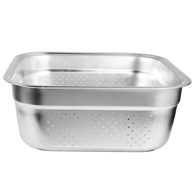 Stainless Steel Square Colander, Kitchen Basket with Uniform Drainage Holes for Efficient Rinsing, Large Square Container for Kitchen, Vegetable Washing Basin, Ideal for Food Prep and Storage