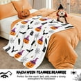 thumbnail image 3 of Haunted Halloween Fleece Throw Blanket, Spider Webs Witch''s Hat Black Bats Tombstones and Decorated Pumpkins Halloween Decor Throw Blanket 50"x60", 3 of 6