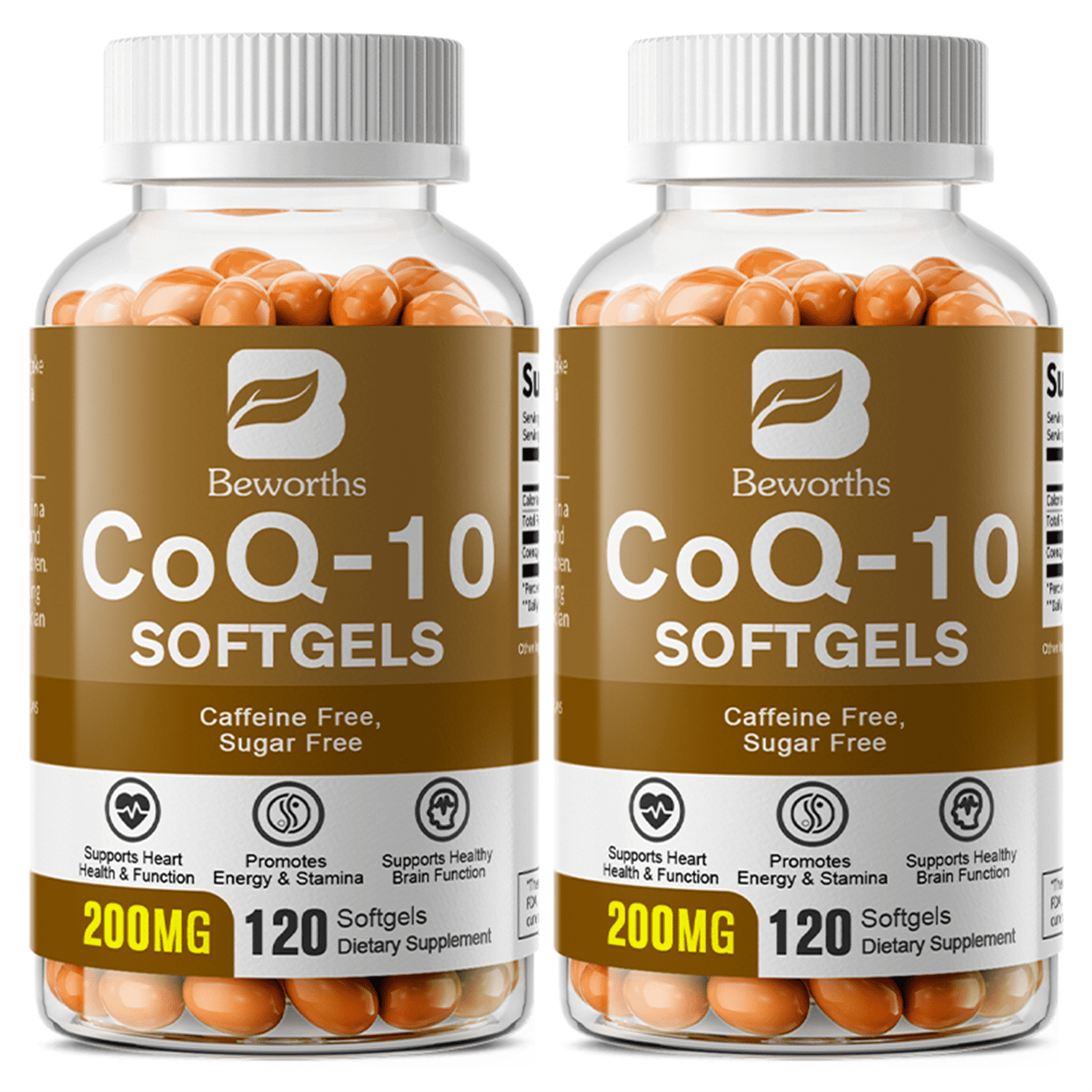 (2 PACK) Beworths CoQ10 Capsules 200mg | 240 Count | Non-GMO and Gluten Free Supplement | High Absorption